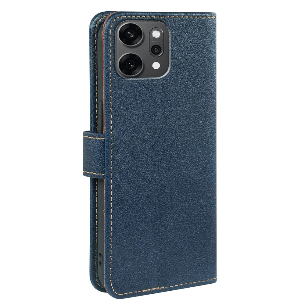 For Oppo Reno14 Pro 5G (Global) Case RFID Blocking Wallet Litchi Texture Leather Phone Cover Magnetic Clasp - Blue