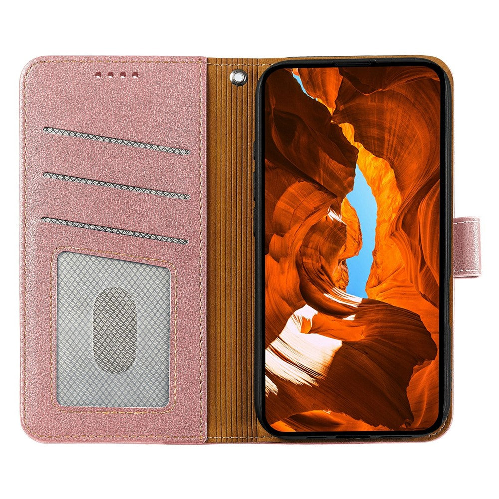For Oppo Reno14 Pro 5G (Global) Case RFID Blocking Wallet Litchi Texture Leather Phone Cover Magnetic Clasp - Rose Gold