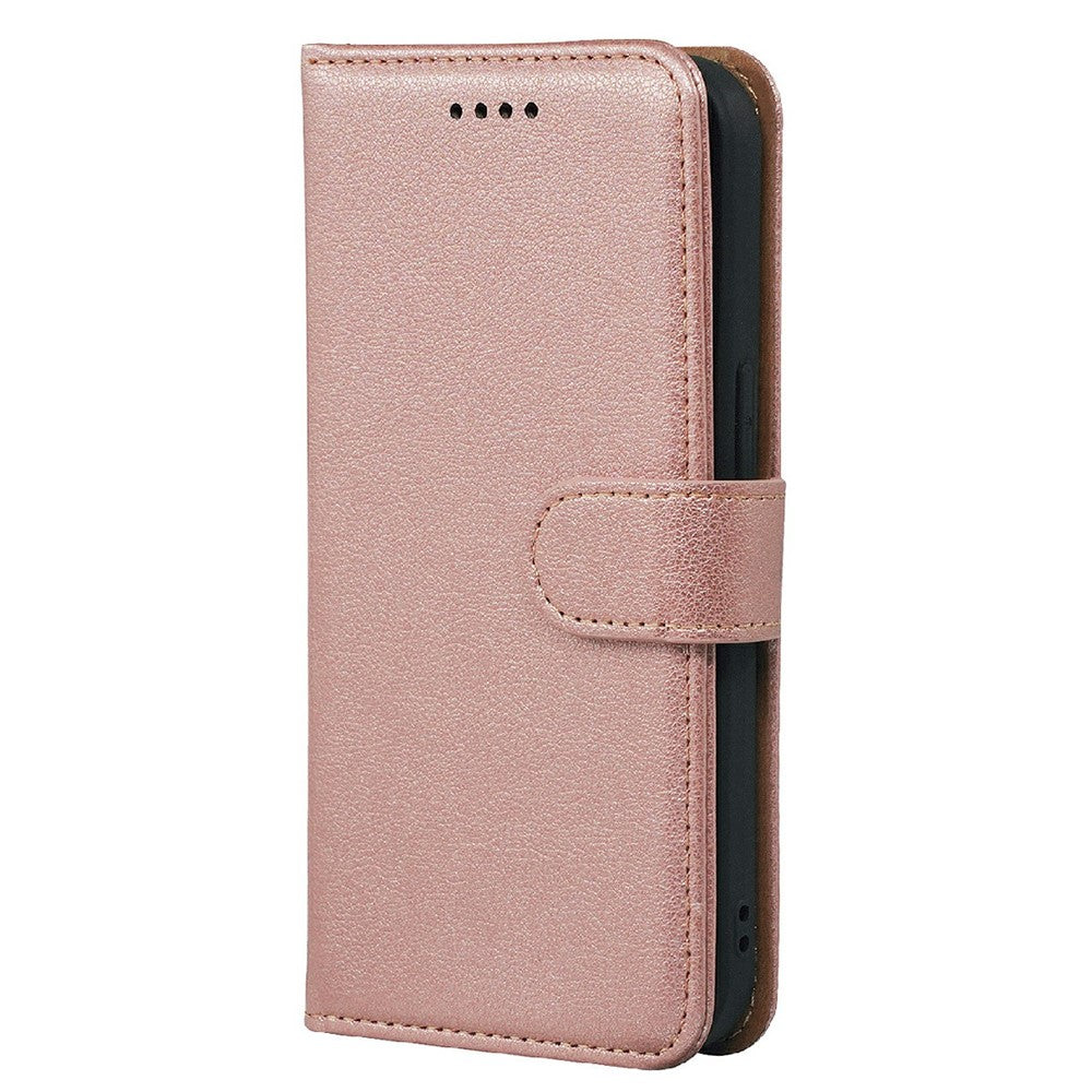 For Oppo Reno14 Pro 5G (Global) Case RFID Blocking Wallet Litchi Texture Leather Phone Cover Magnetic Clasp - Rose Gold