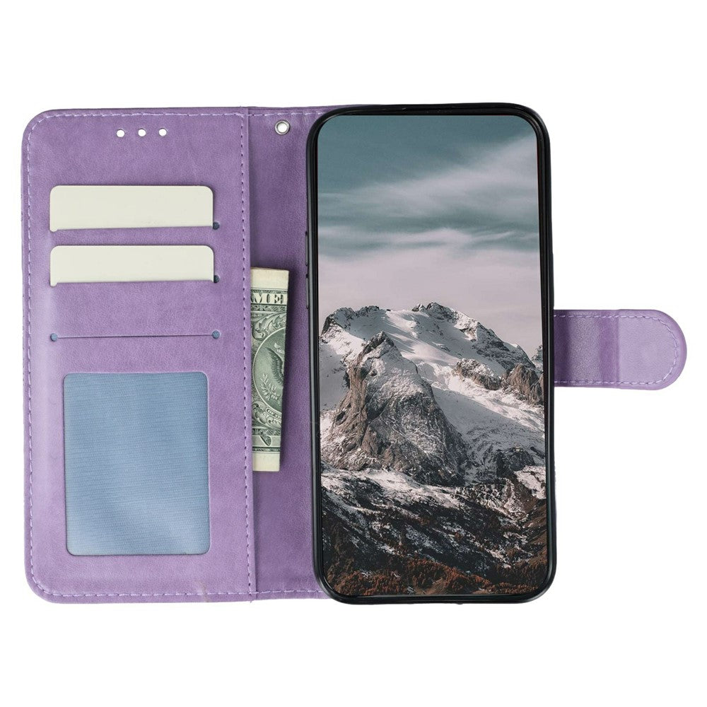 For Oppo Reno14 Pro 5G (Global) Case PU Leather Mandala Imprinted Design Wallet Phone Cover with Wrist Strap - Purple