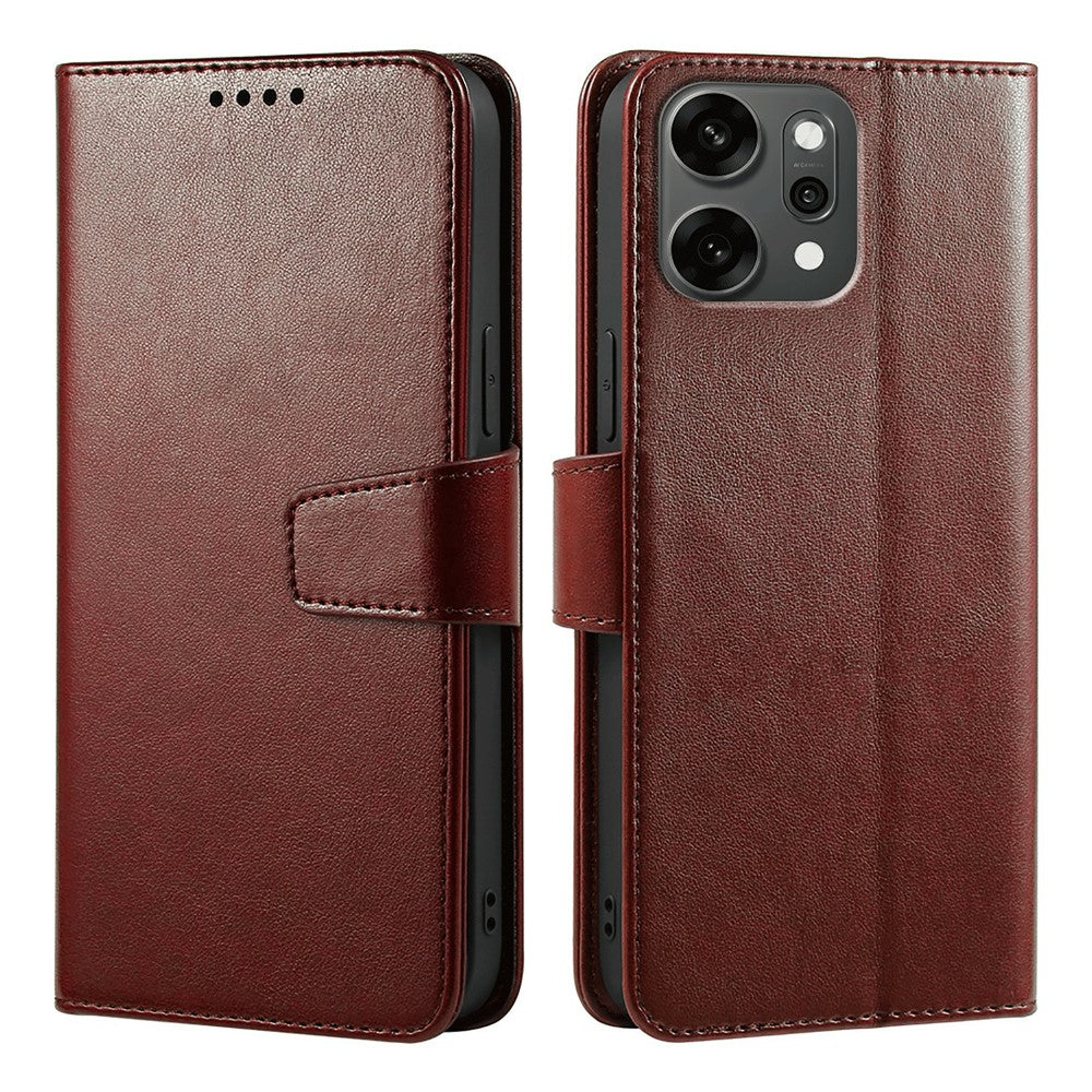For Oppo Reno14 Pro 5G (Global) Case Stand Card Holder Wallet Leather Phone Cover - Brown