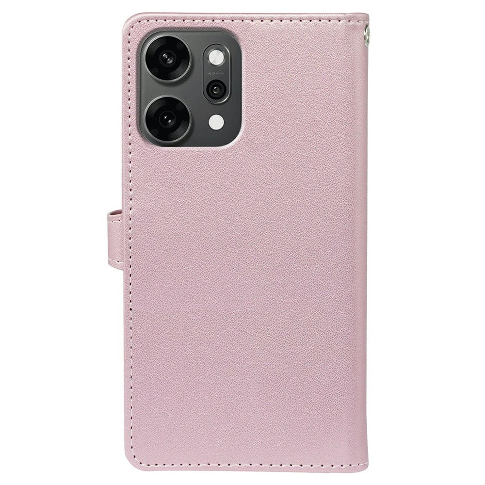 For Oppo Reno14 Pro 5G (Global) Case with 9 Card Slots PU Leather Stand Phone Cover - Rose Gold