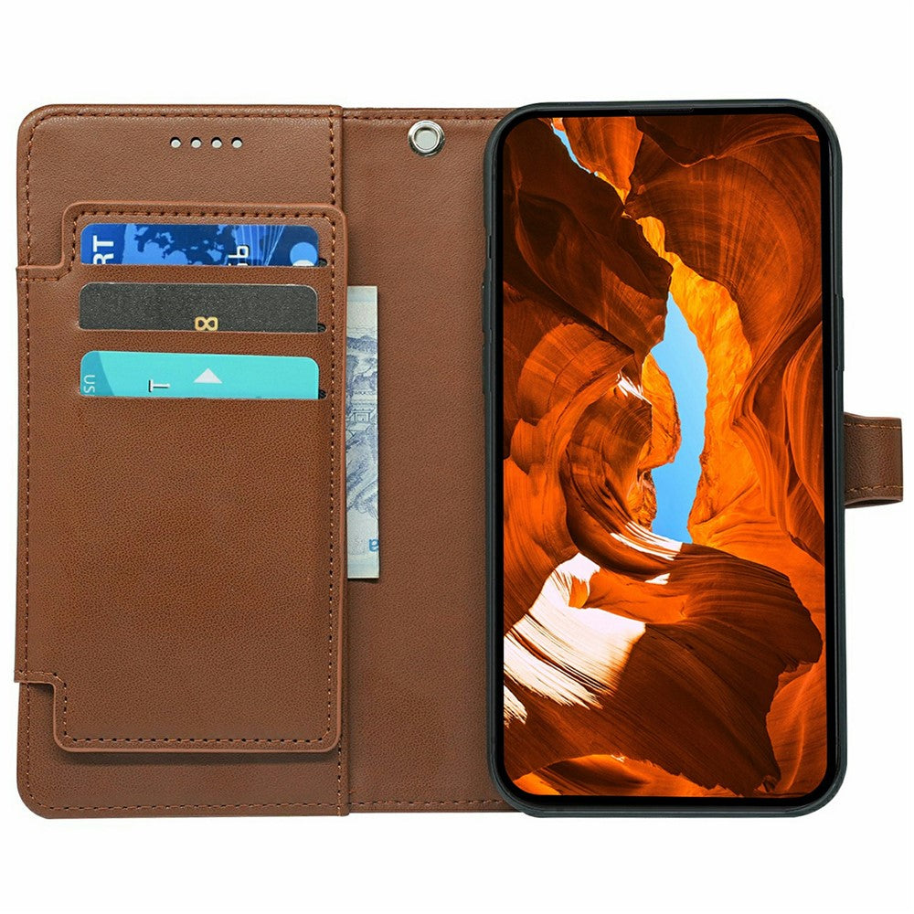 For Oppo Reno14 Pro 5G (Global) Case with 9 Card Slots PU Leather Stand Phone Cover - Brown