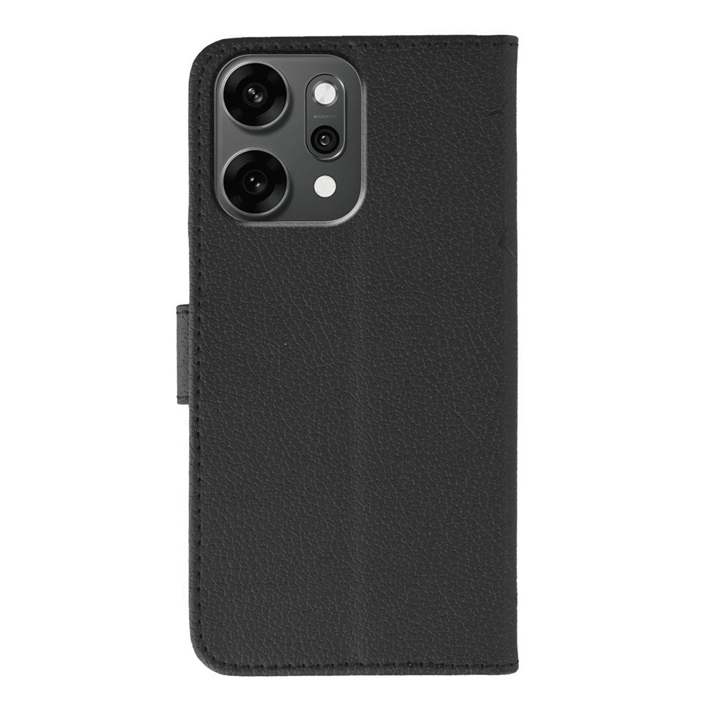 For Oppo Reno14 Pro 5G (Global) Case Feather Imprint PU Leather Wallet Phone Cover - Black