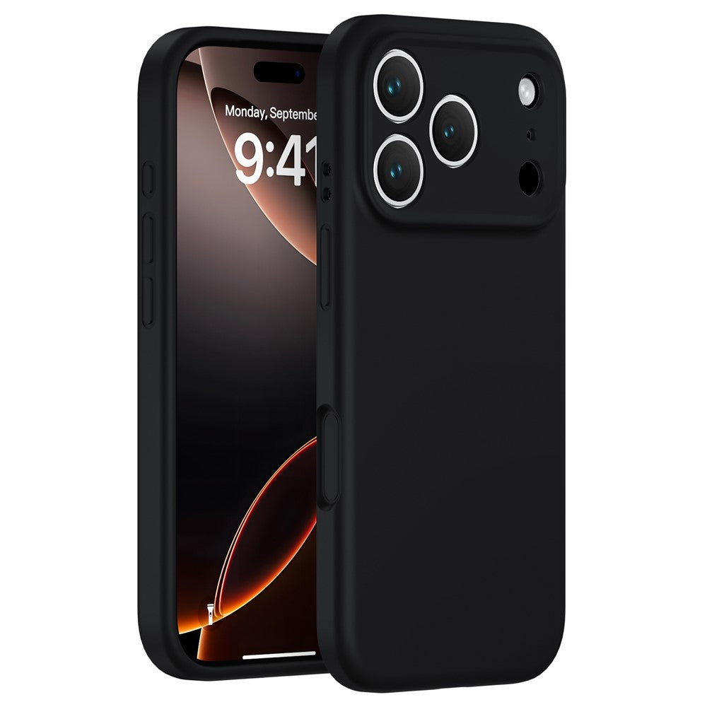 For iPhone 17 Pro Max Case Precision Fit PC + Liquid Silicone Protective Phone Cover with Microfiber Lining - Black