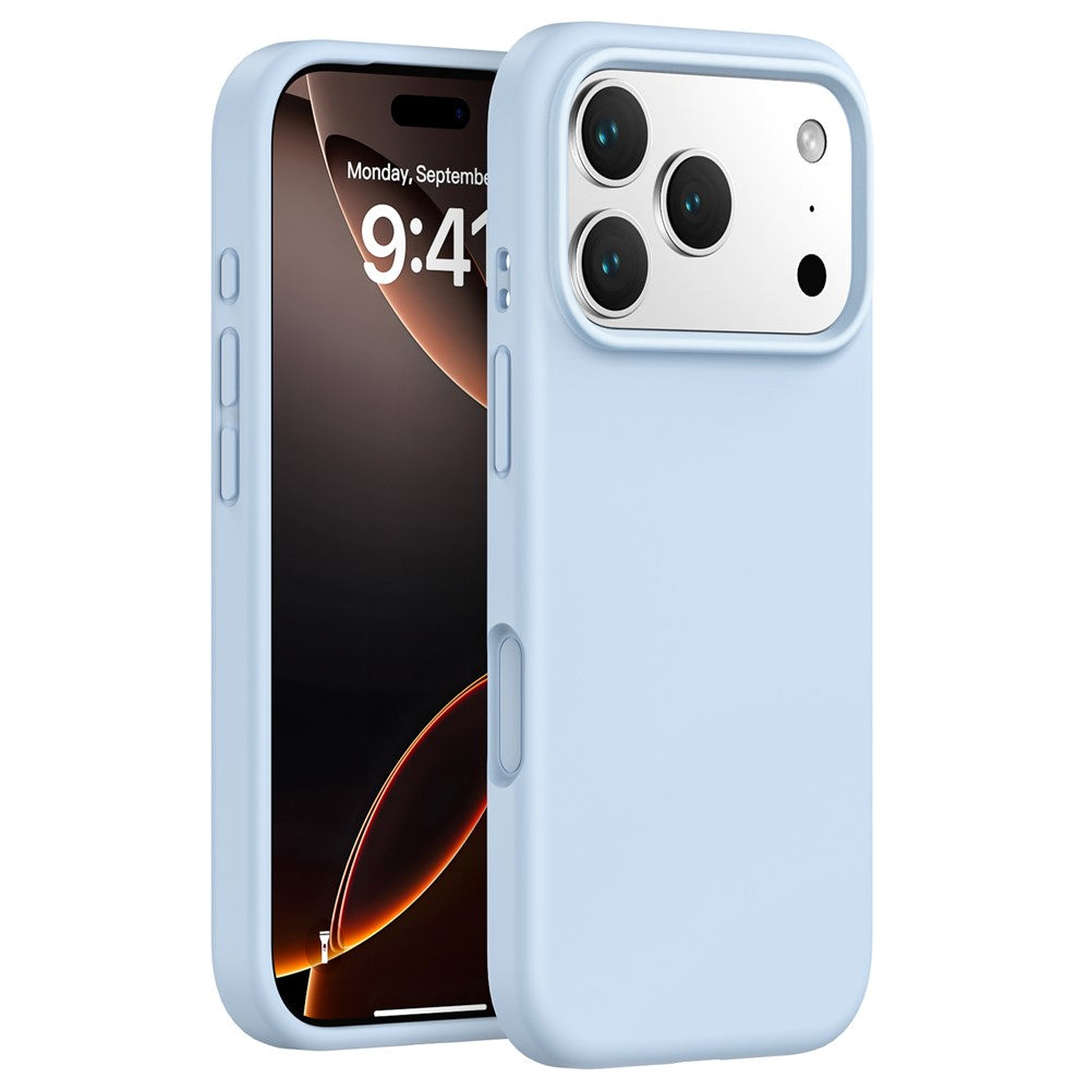 For iPhone 17 Pro Max Case PC + Liquid Silicone Anti-Scratch Lining Phone Cover - Baby Blue