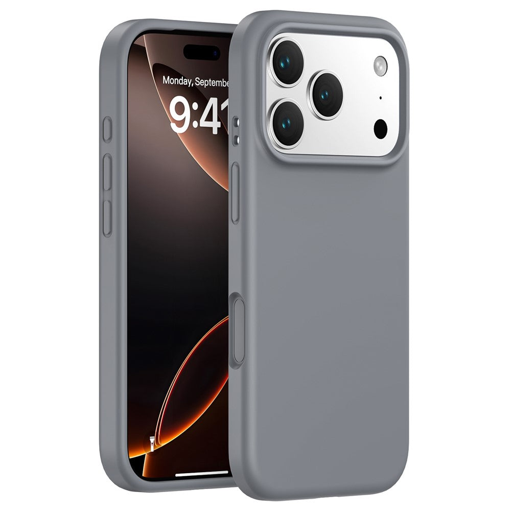 For iPhone 17 Pro Max Case PC + Liquid Silicone Anti-Scratch Lining Phone Cover - Charcoal Grey