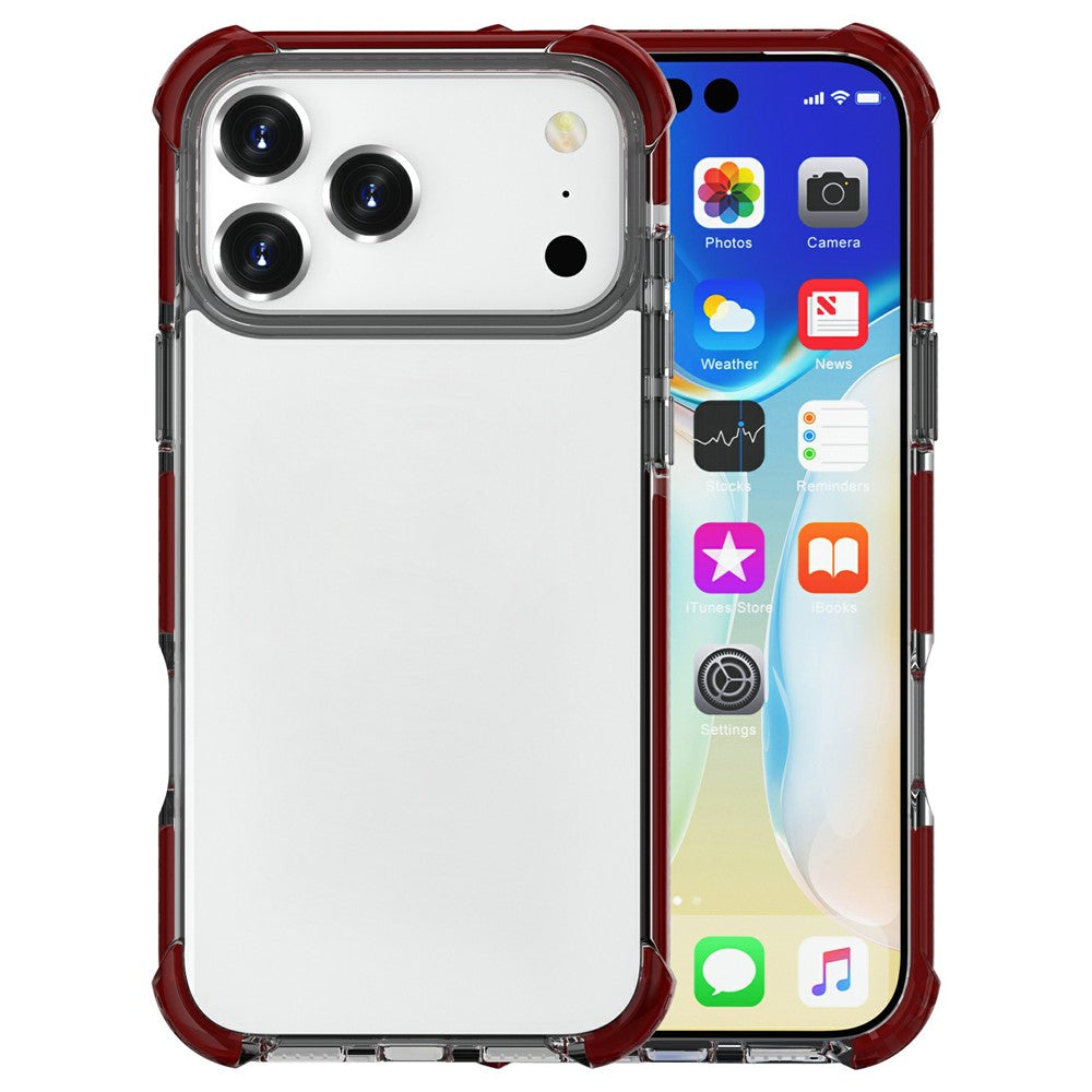 For iPhone 17 Pro Max Case Four Corners Anti Drop Clear TPU + TPE + PC Phone Cover - Transparent Brown