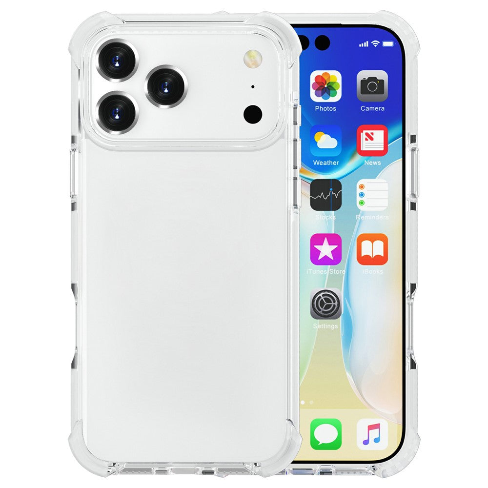 For iPhone 17 Pro Max Case Four Corners Anti Drop Clear TPU + TPE + PC Phone Cover - Transparent White