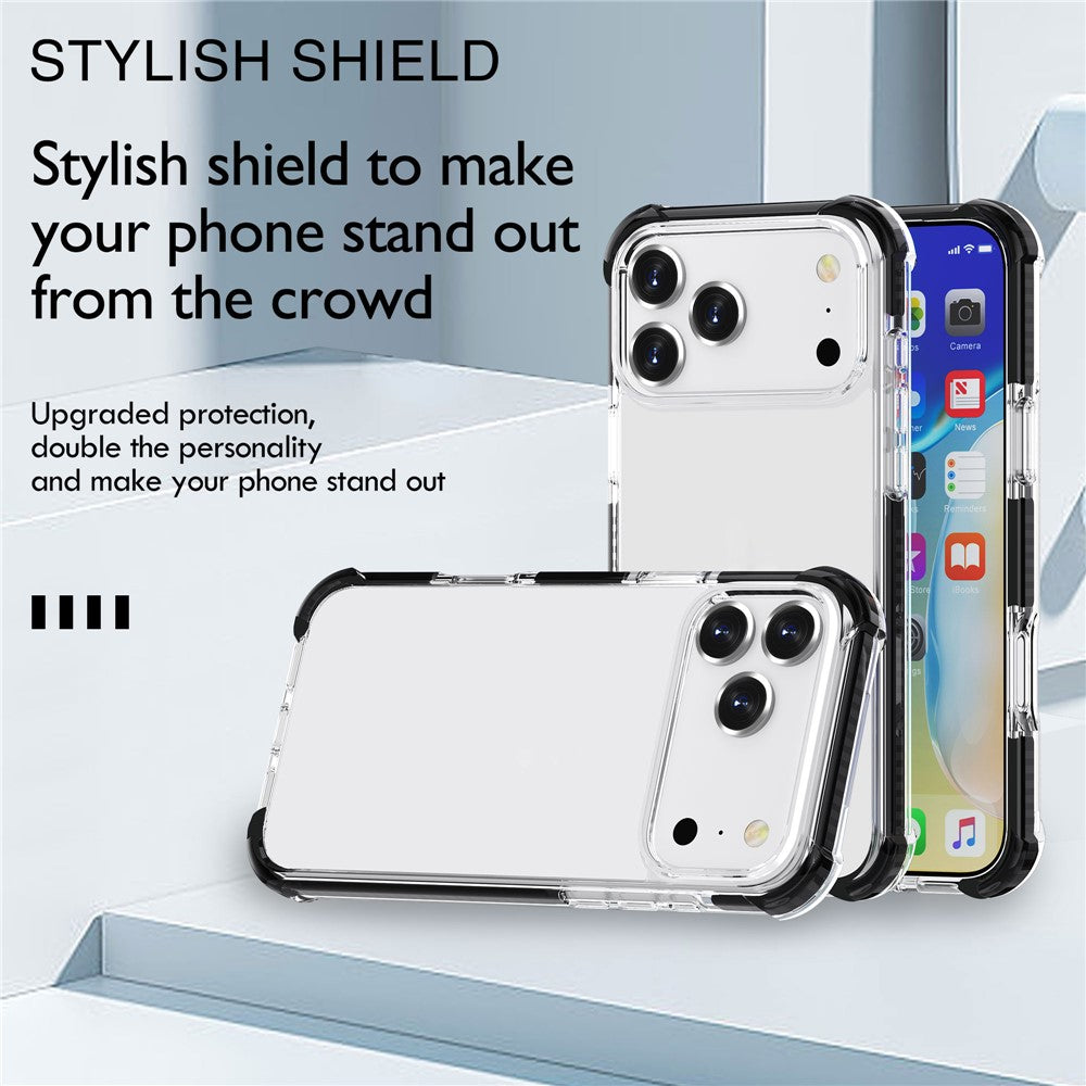 For iPhone 17 Pro Max Case Four Corners Anti Drop Clear TPU + TPE + PC Phone Cover - Transparent Blue