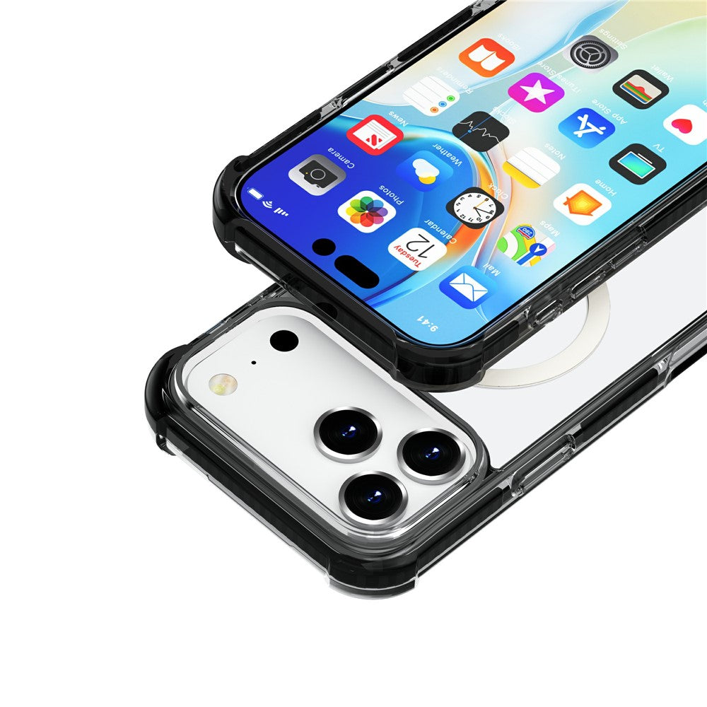 For iPhone 17 Pro Max Case Compatible with MagSafe Reinforced Corners TPU + Acrylic + TPE Phone Cover - Black