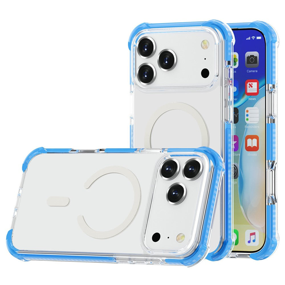 For iPhone 17 Pro Max Case Compatible with MagSafe Reinforced Corners TPU + Acrylic + TPE Phone Cover - Blue