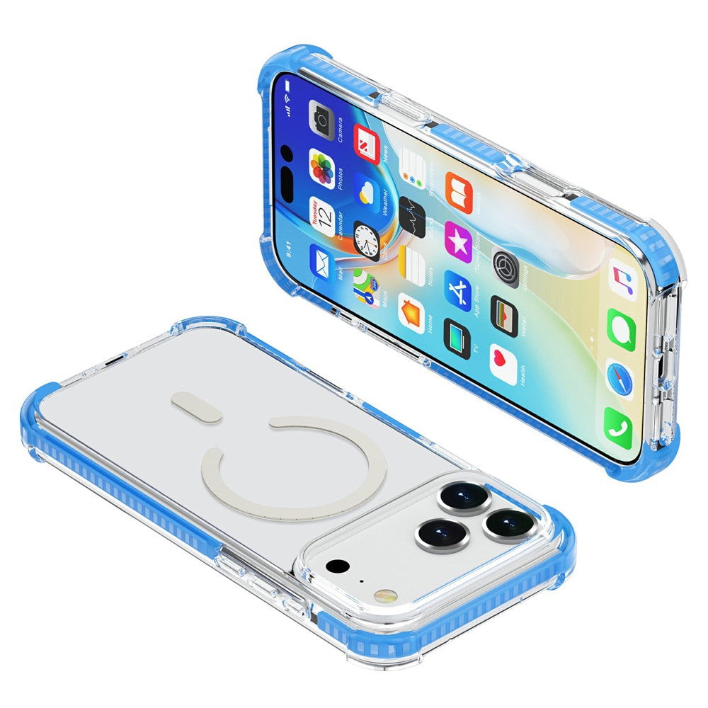 For iPhone 17 Pro Max Case Compatible with MagSafe Reinforced Corners TPU + Acrylic + TPE Phone Cover - Blue