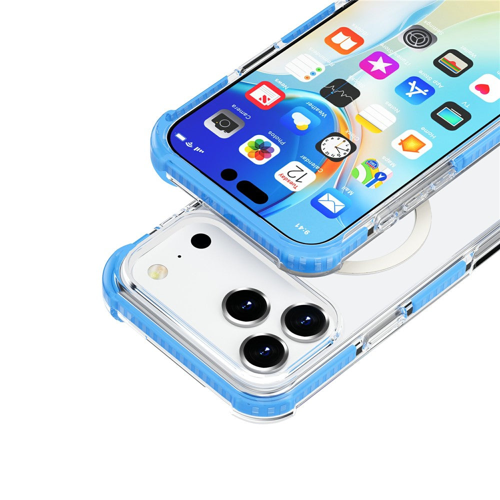 For iPhone 17 Pro Max Case Compatible with MagSafe Reinforced Corners TPU + Acrylic + TPE Phone Cover - Blue