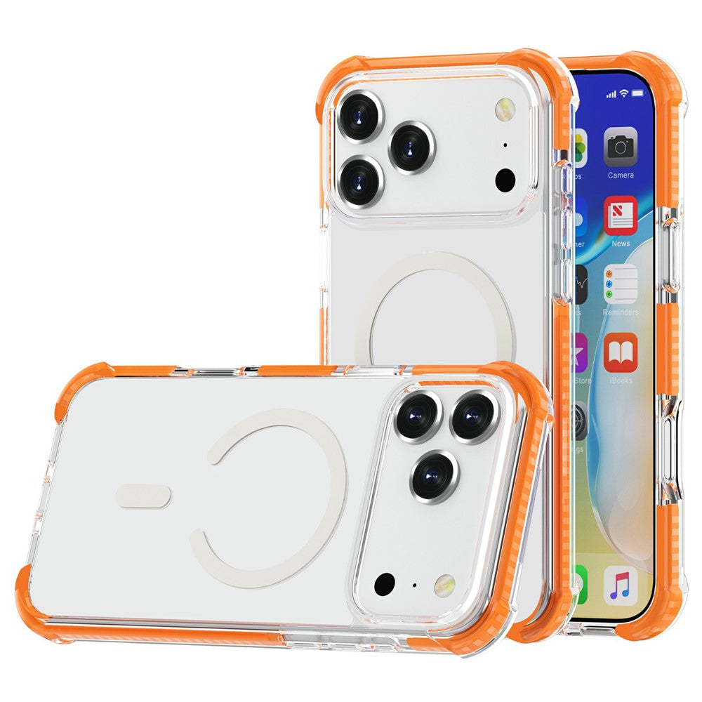 For iPhone 17 Pro Max Case Compatible with MagSafe Reinforced Corners TPU + Acrylic + TPE Phone Cover - Orange