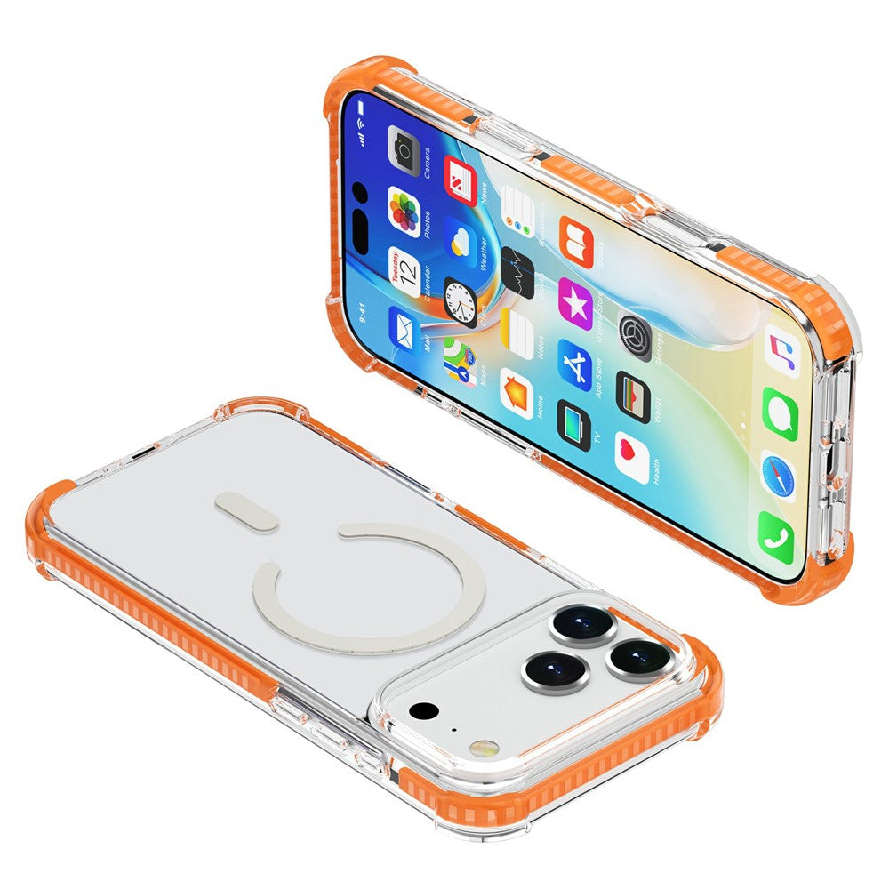 For iPhone 17 Pro Max Case Compatible with MagSafe Reinforced Corners TPU + Acrylic + TPE Phone Cover - Orange