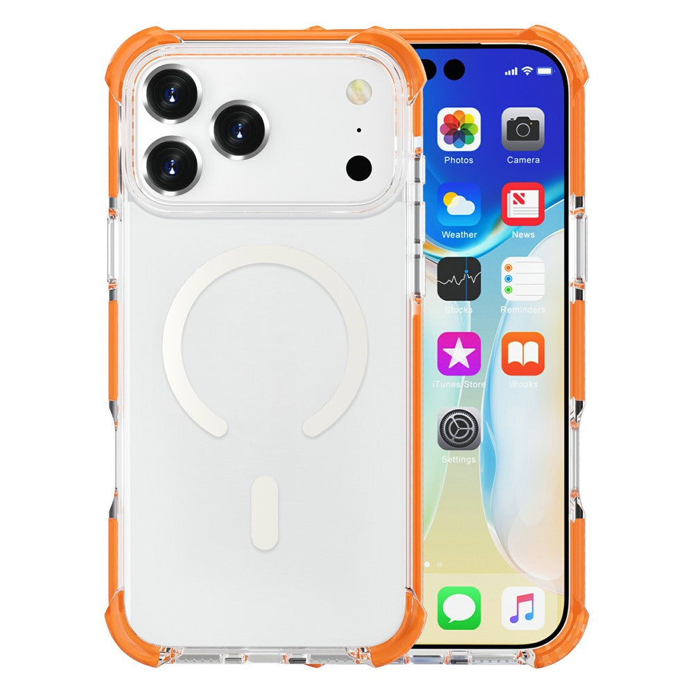 For iPhone 17 Pro Max Case Compatible with MagSafe Reinforced Corners TPU + Acrylic + TPE Phone Cover - Orange