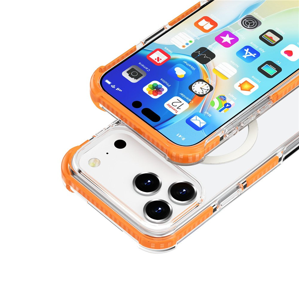 For iPhone 17 Pro Max Case Compatible with MagSafe Reinforced Corners TPU + Acrylic + TPE Phone Cover - Orange