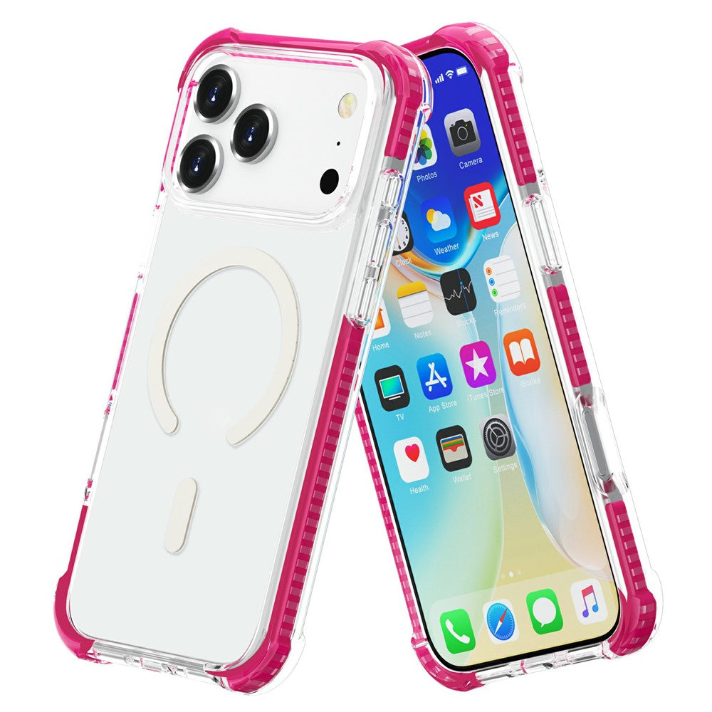 For iPhone 17 Pro Max Case Compatible with MagSafe Reinforced Corners TPU + Acrylic + TPE Phone Cover - Rose