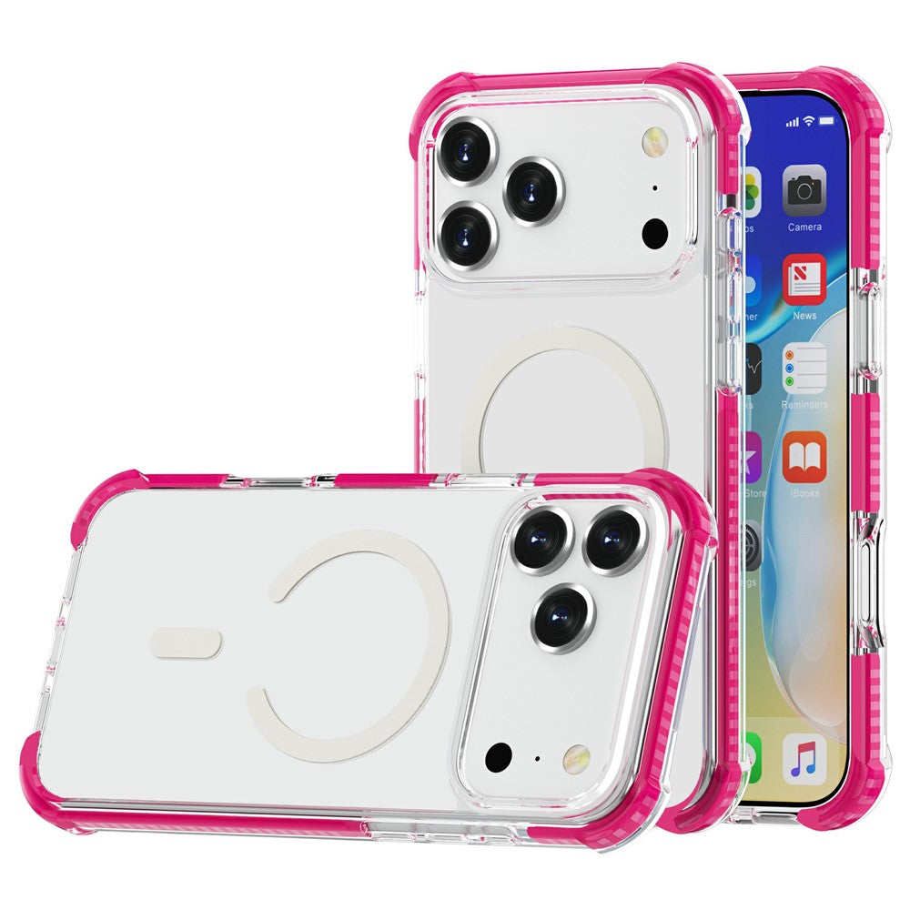 For iPhone 17 Pro Max Case Compatible with MagSafe Reinforced Corners TPU + Acrylic + TPE Phone Cover - Rose