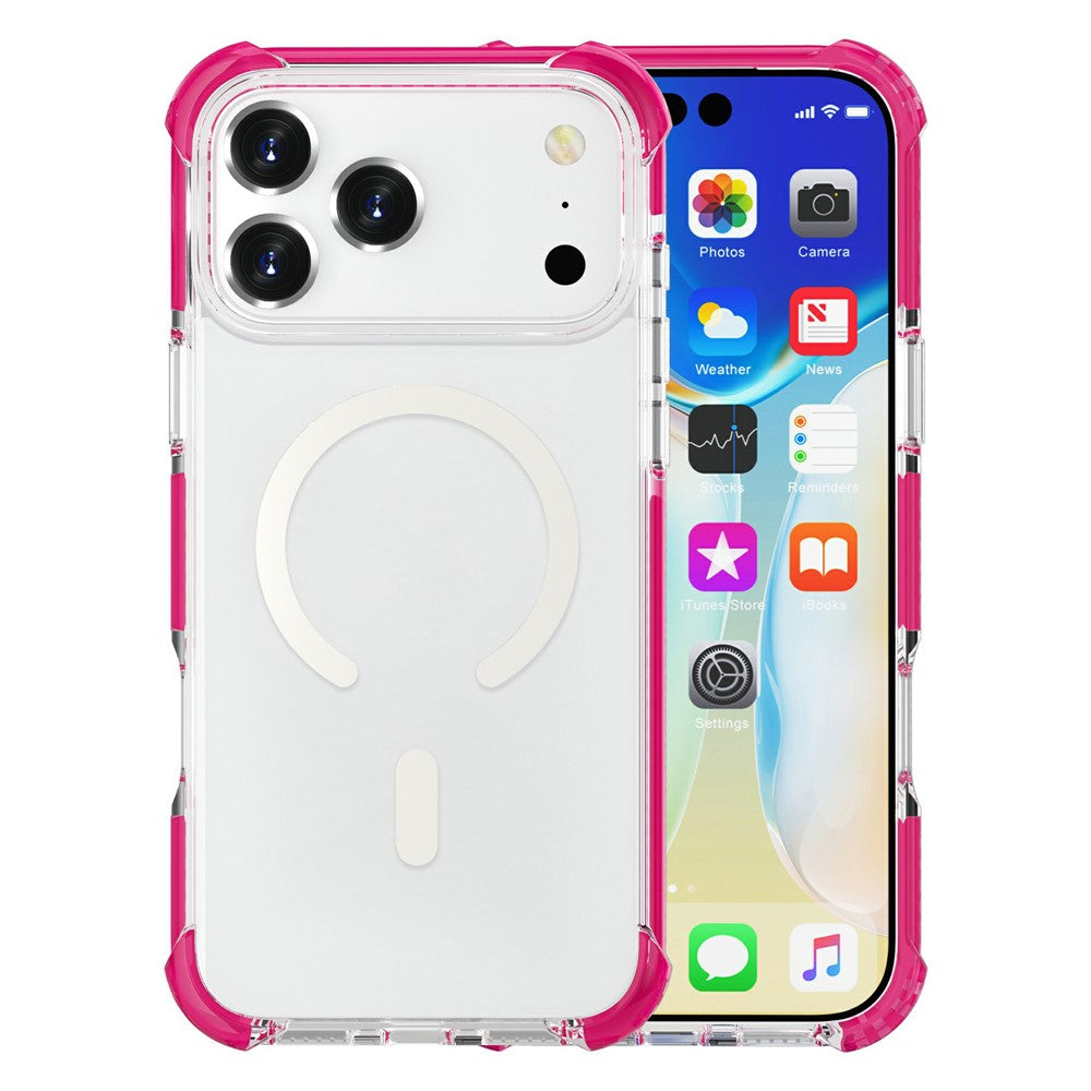 For iPhone 17 Pro Max Case Compatible with MagSafe Reinforced Corners TPU + Acrylic + TPE Phone Cover - Rose