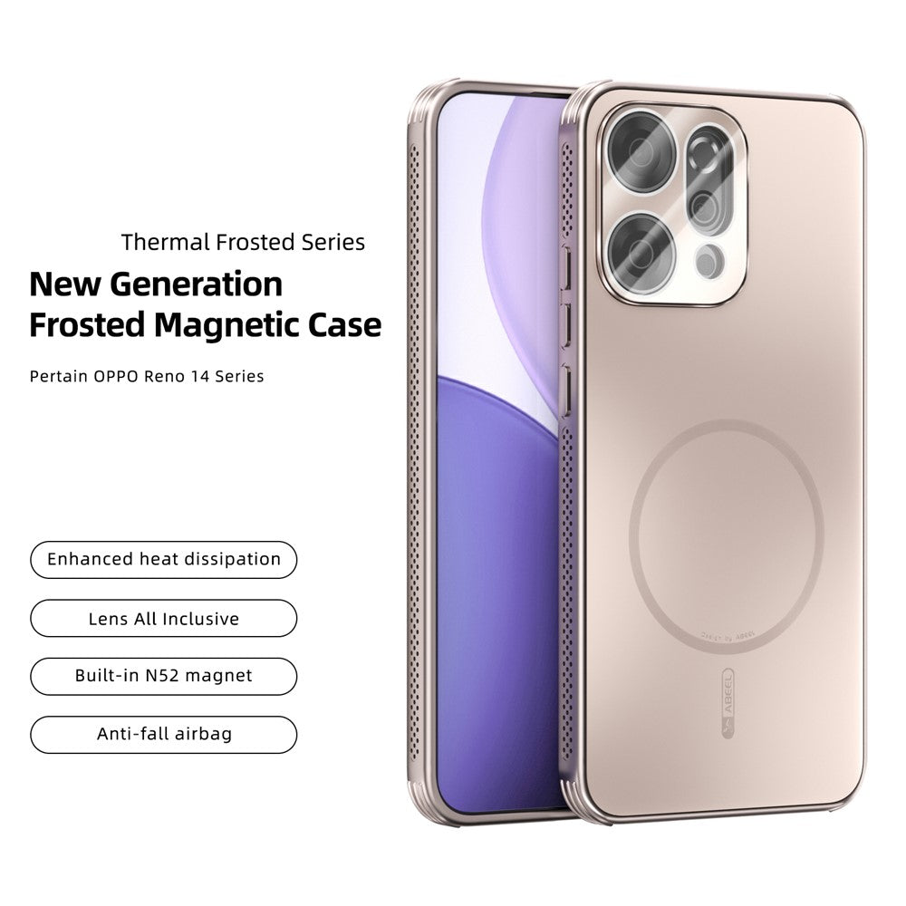 ABEEL For Oppo Reno14 Pro 5G (Global) Case Compatible with MagSafe TPU PC Cooling Matte Phone Back Cover with Lens Film - Gold