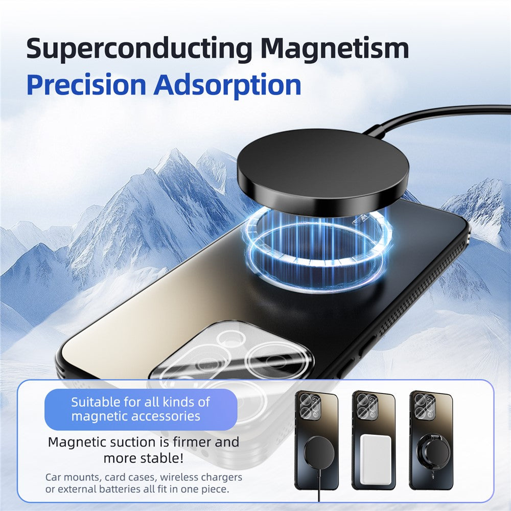 ABEEL For Oppo Reno14 Pro 5G (Global) Case Compatible with MagSafe TPU PC Cooling Matte Phone Back Cover with Lens Film - White