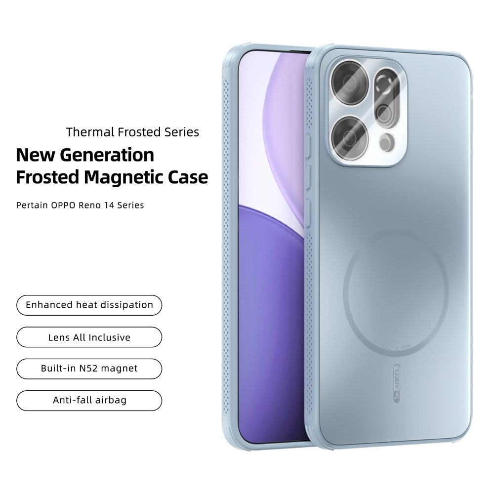 ABEEL For Oppo Reno14 Pro 5G (Global) Case Compatible with MagSafe TPU PC Cooling Matte Phone Back Cover with Lens Film - Baby Blue