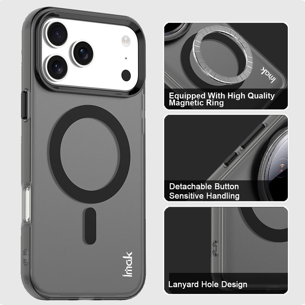 IMAK For iPhone 17 Pro Max Case Compatible with MagSafe Candy Color Anti Drop TPU + PET Back Cover - Black