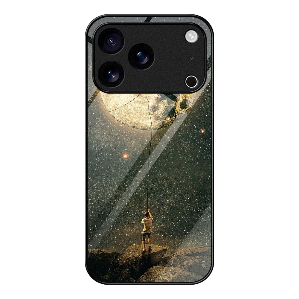 For iPhone 17 Pro Max Case Tempered Glass + PC + TPU Phone Protector Pattern Printing - Moon