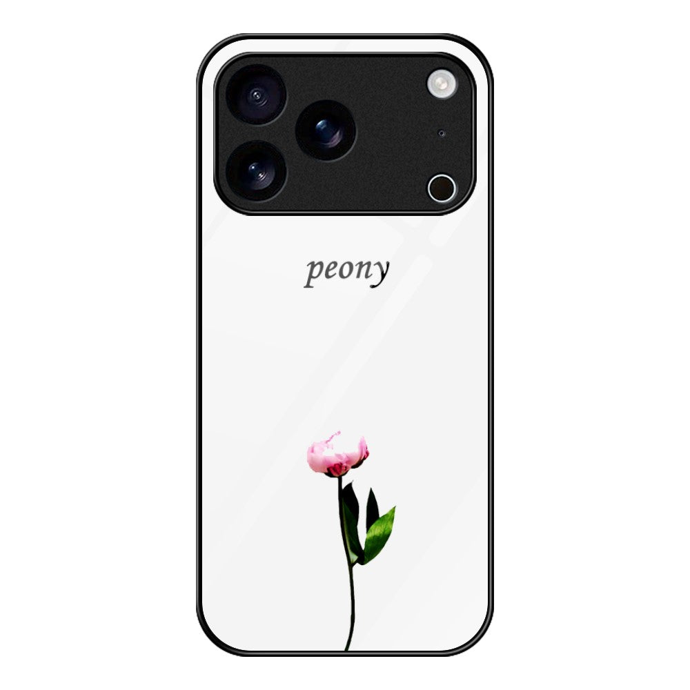 For iPhone 17 Pro Max Case Tempered Glass + PC + TPU Phone Protector Pattern Printing - Peony