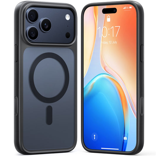 TORRAS For iPhone 17 Pro Max Case Magnetic Matte PC + TPU Phone Cover - Black