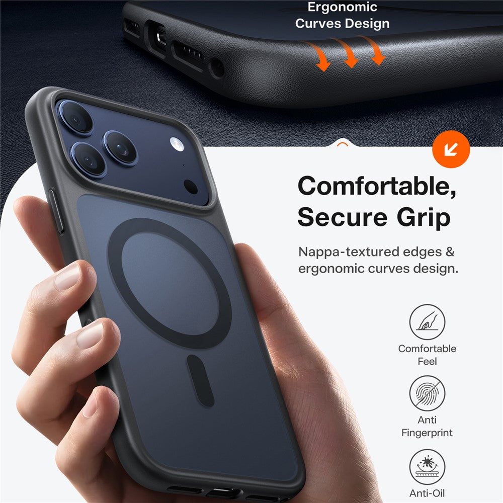 TORRAS For iPhone 17 Pro Max Case Magnetic Matte PC + TPU Phone Cover - Black
