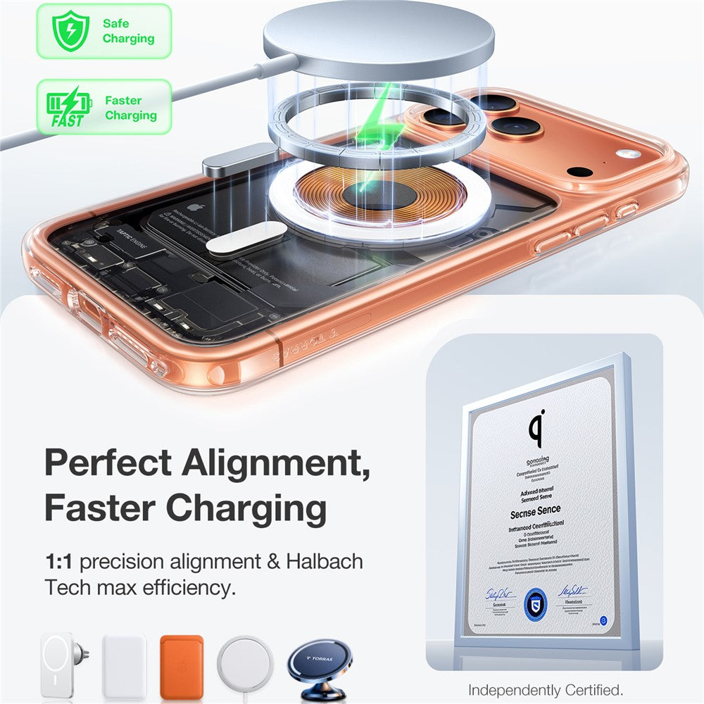 TORRAS For iPhone 17 Pro Max Case Magnetic Matte PC + TPU Phone Cover - Transparent