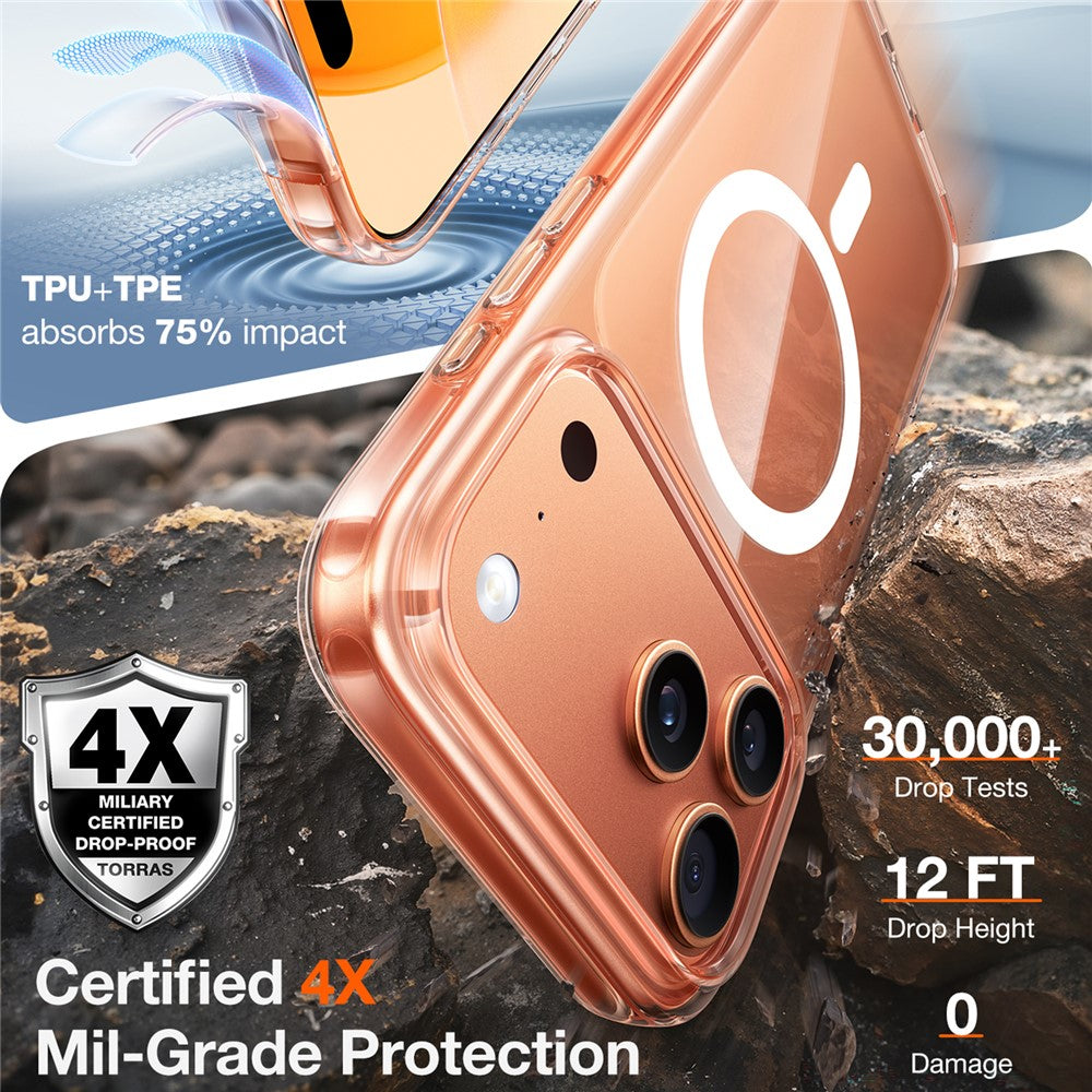 TORRAS For iPhone 17 Pro Max Case Magnetic Matte PC + TPU Phone Cover - Transparent