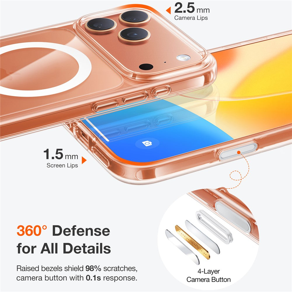 TORRAS For iPhone 17 Pro Max Case Magnetic Matte PC + TPU Phone Cover - Transparent