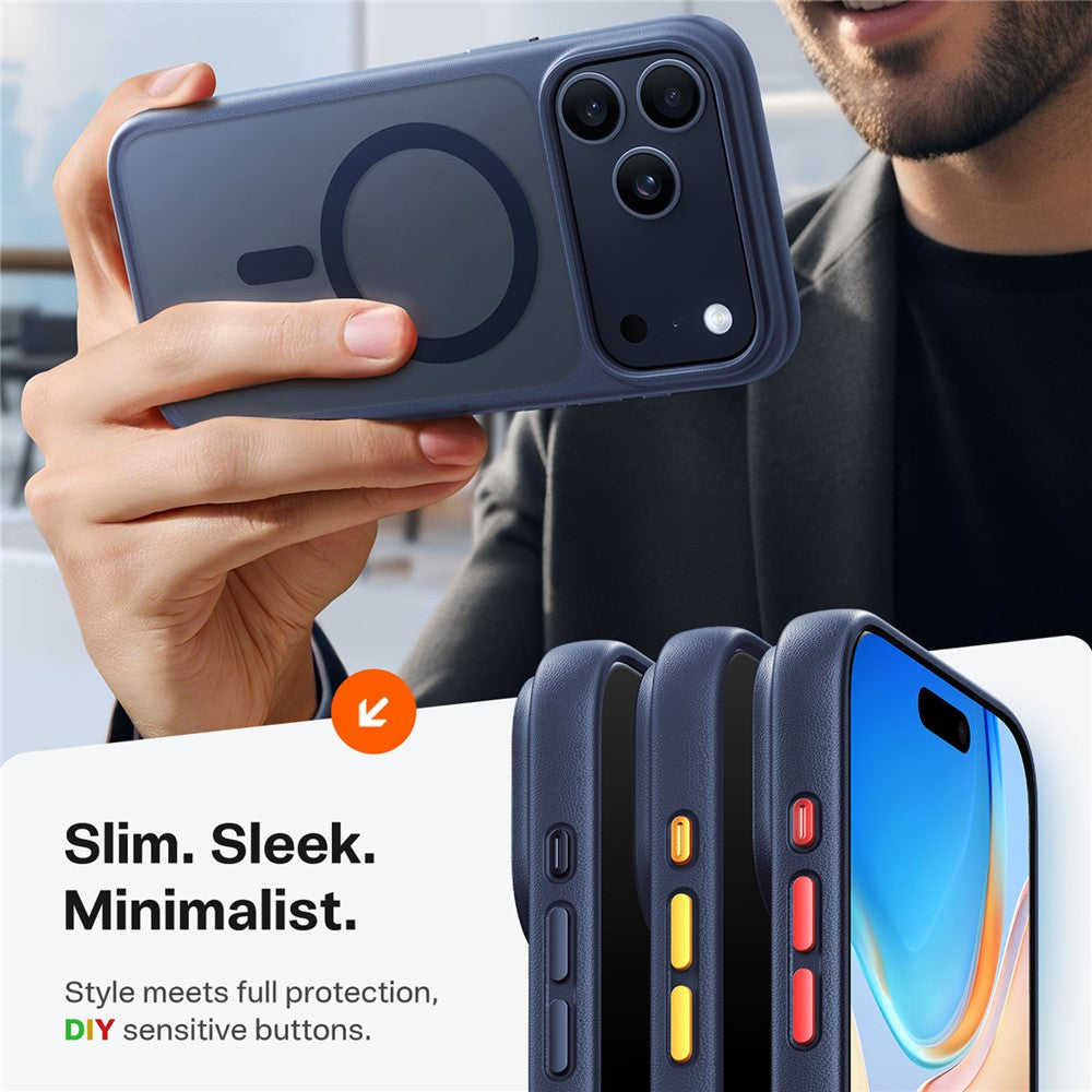 TORRAS For iPhone 17 Pro Max Case Magnetic Matte PC + TPU Phone Cover - Dark Blue