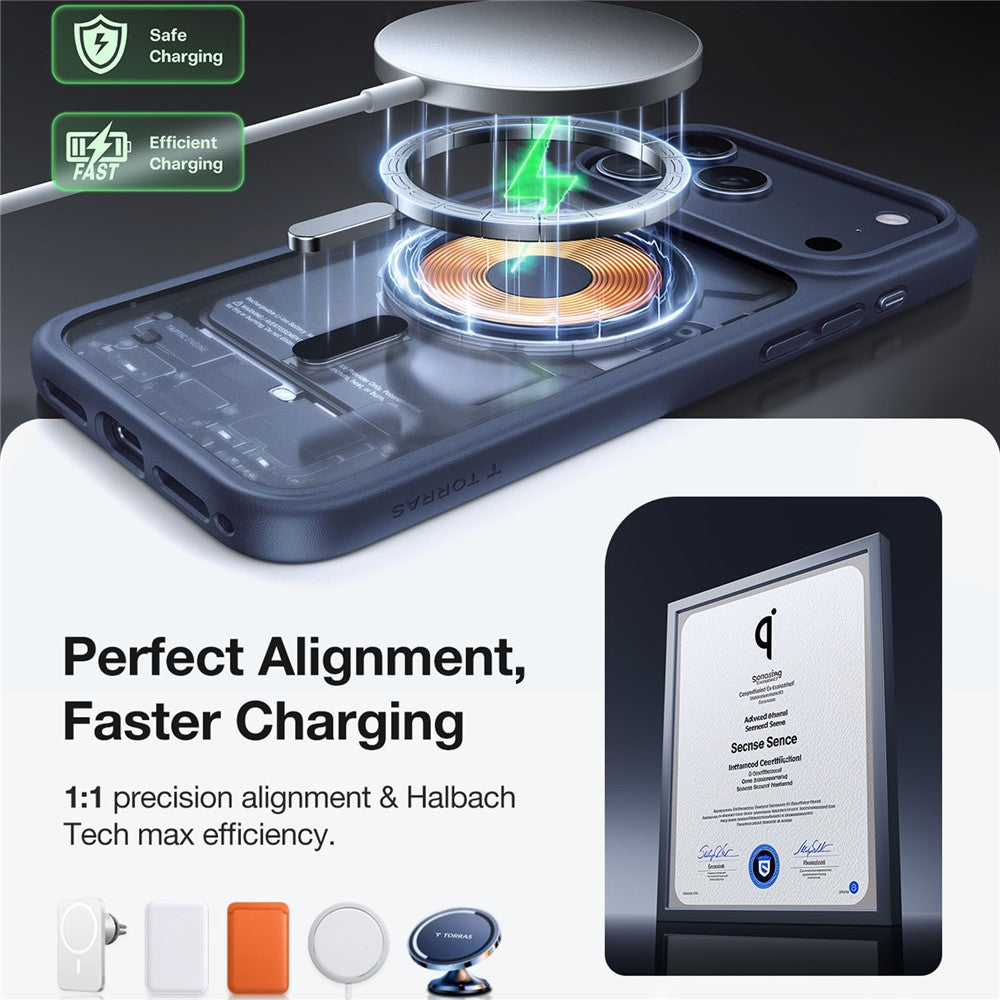 TORRAS For iPhone 17 Pro Max Case Magnetic Matte PC + TPU Phone Cover - Dark Blue