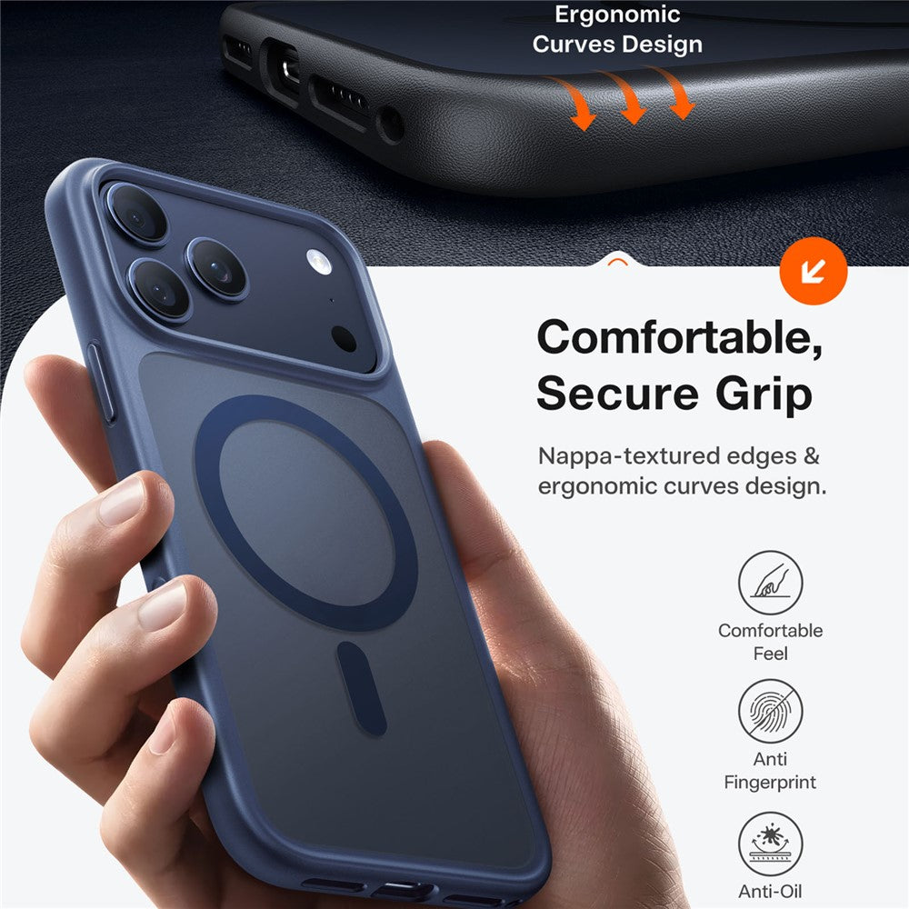 TORRAS For iPhone 17 Pro Max Case Magnetic Matte PC + TPU Phone Cover - Dark Blue