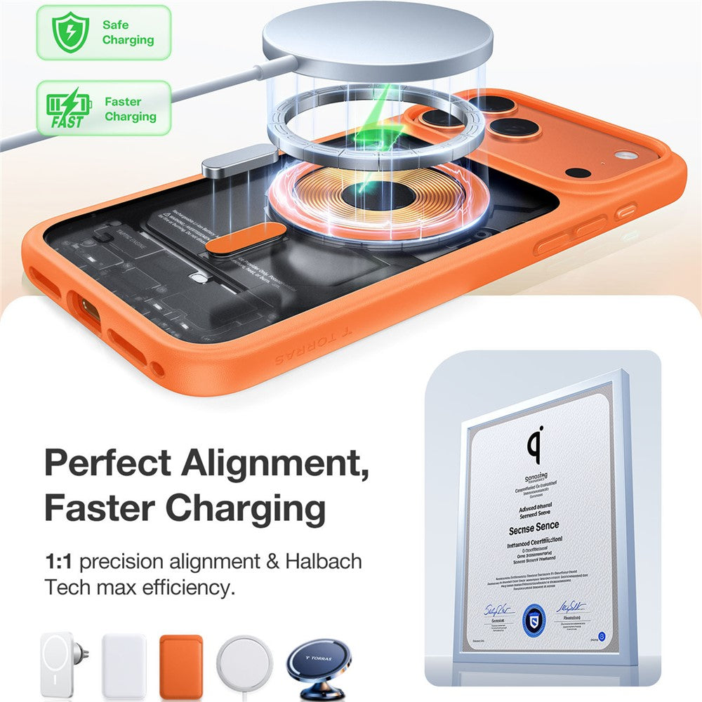 TORRAS For iPhone 17 Pro Max Case Magnetic Matte PC + TPU Phone Cover - Orange