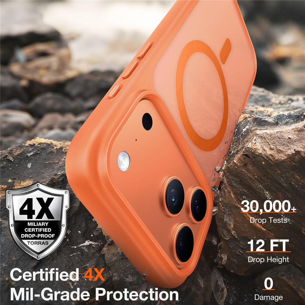 TORRAS For iPhone 17 Pro Max Case Magnetic Matte PC + TPU Phone Cover - Orange