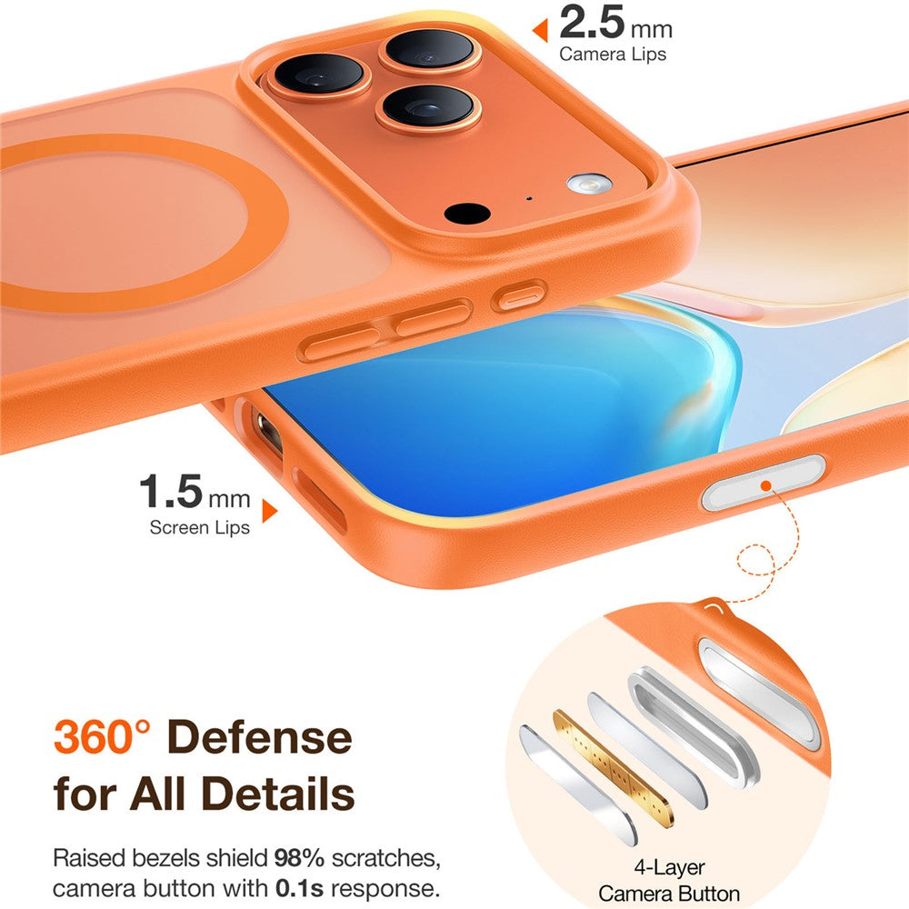 TORRAS For iPhone 17 Pro Max Case Magnetic Matte PC + TPU Phone Cover - Orange
