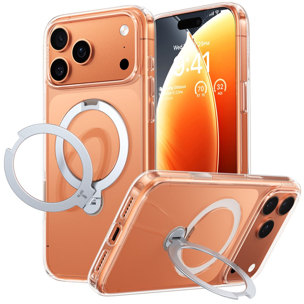 TORRAS For iPhone 17 Pro Max Case Magnetic Rotating Kickstand PC + TPU Phone Cover - Transparent