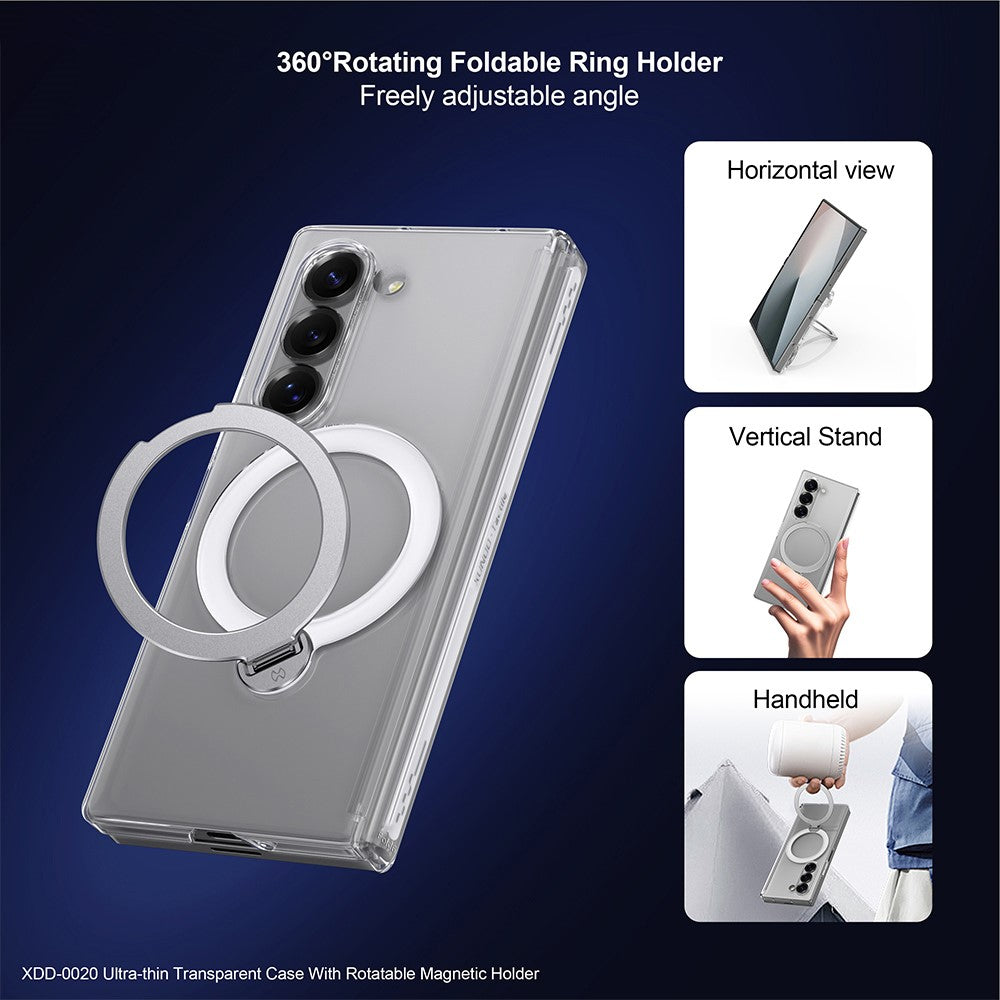 XUNDD For Samsung Galaxy Z Fold7 5G Case Compatible with MagSafe Kickstand PC Cover with Tempered Glass