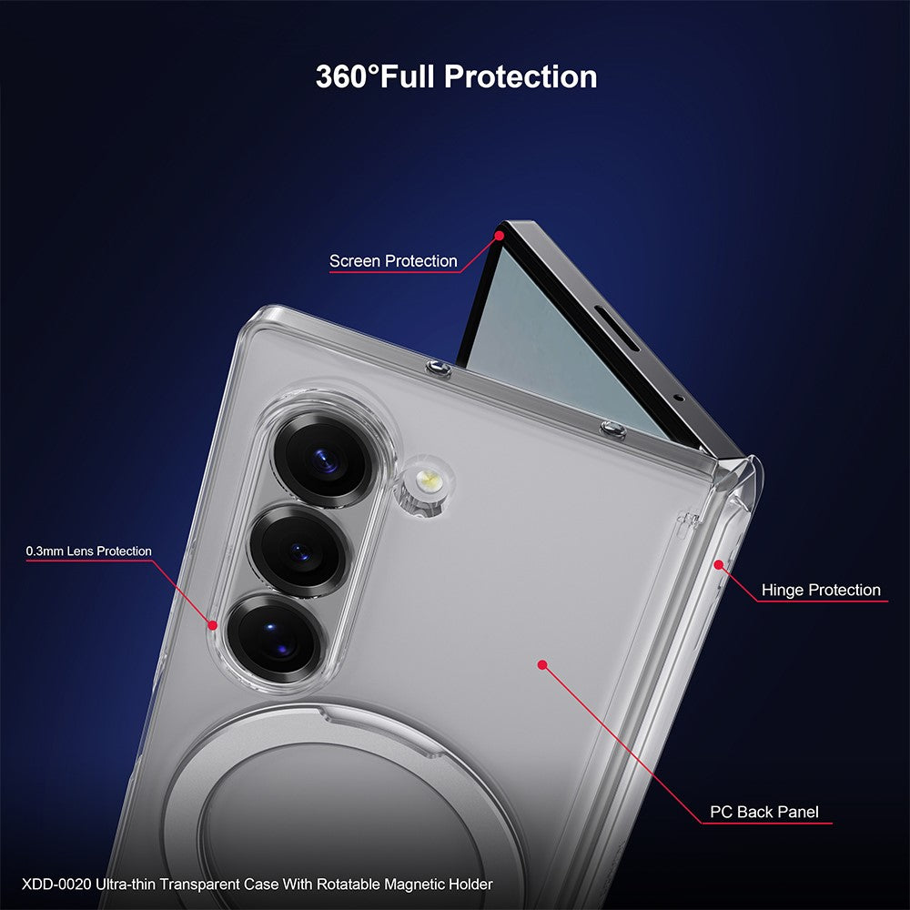 XUNDD For Samsung Galaxy Z Fold7 5G Case Compatible with MagSafe Kickstand PC Cover with Tempered Glass
