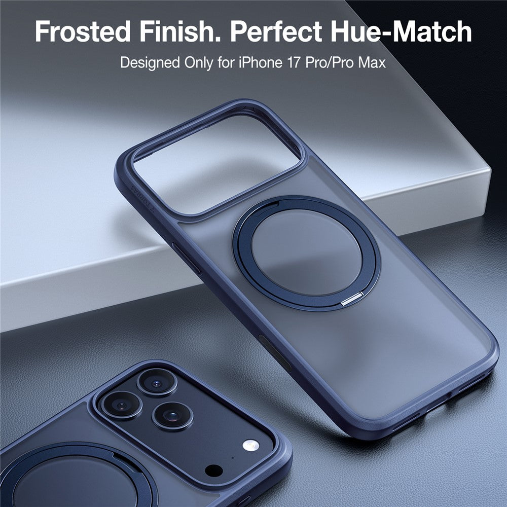 TORRAS Ostand Pro Series Park For iPhone 17 Pro Max Magnetic Case Rotating Kickstand TPU + PC Phone Cover - Dark Blue