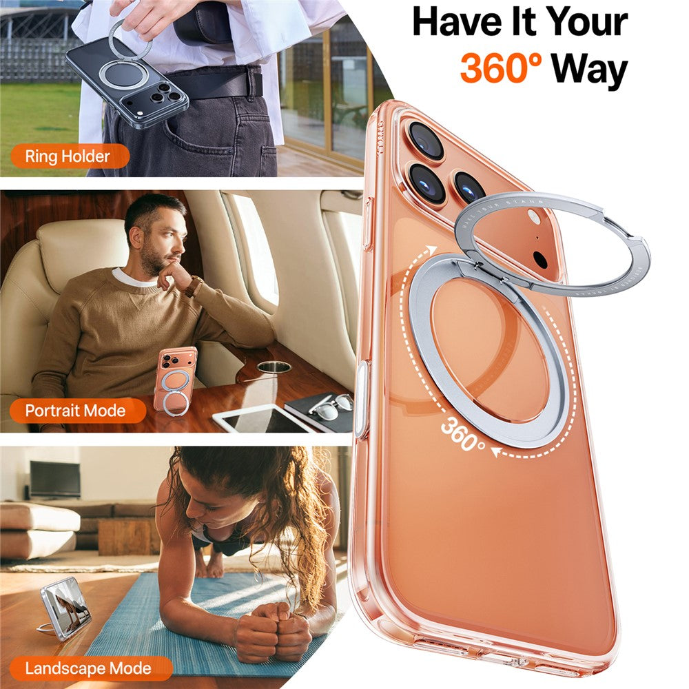 TORRAS Ostand Pro Series Park For iPhone 17 Pro Max Magnetic Case Rotating Kickstand TPU + PC Phone Cover - Transparent