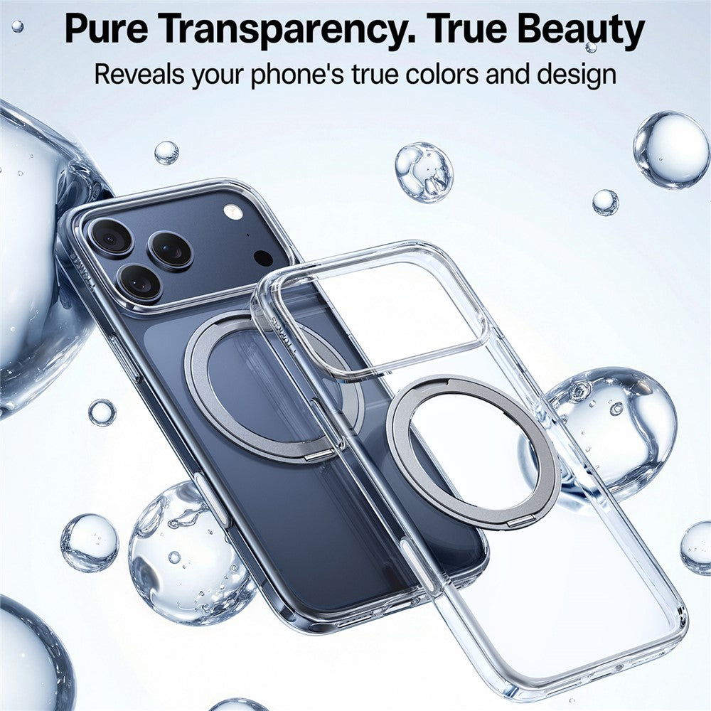 TORRAS Ostand Pro Series Park For iPhone 17 Pro Max Magnetic Case Rotating Kickstand TPU + PC Phone Cover - Transparent