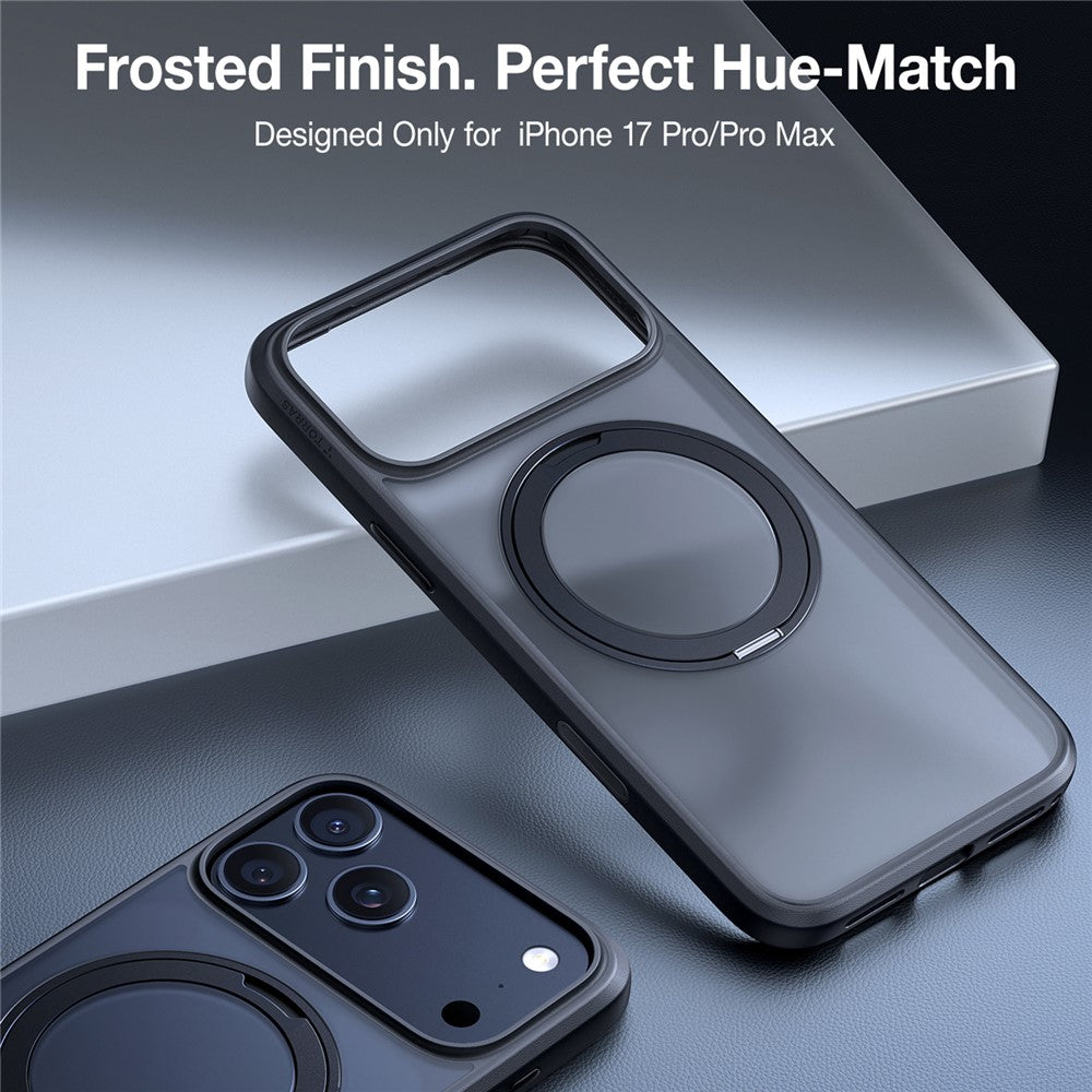 TORRAS Ostand Pro Series Park For iPhone 17 Pro Max Magnetic Case Rotating Kickstand TPU + PC Phone Cover - Black