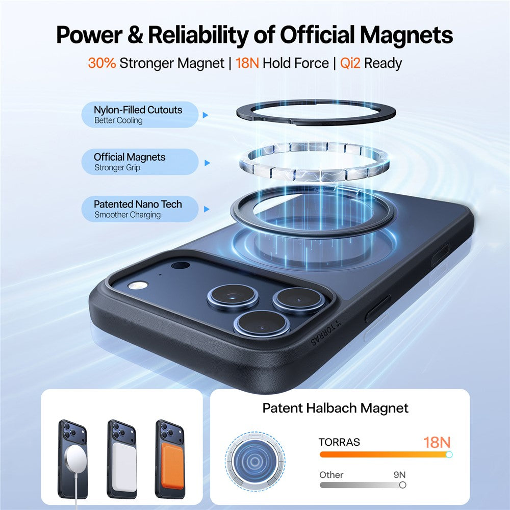 TORRAS Ostand Pro Series Park For iPhone 17 Pro Max Magnetic Case Rotating Kickstand TPU + PC Phone Cover - Black